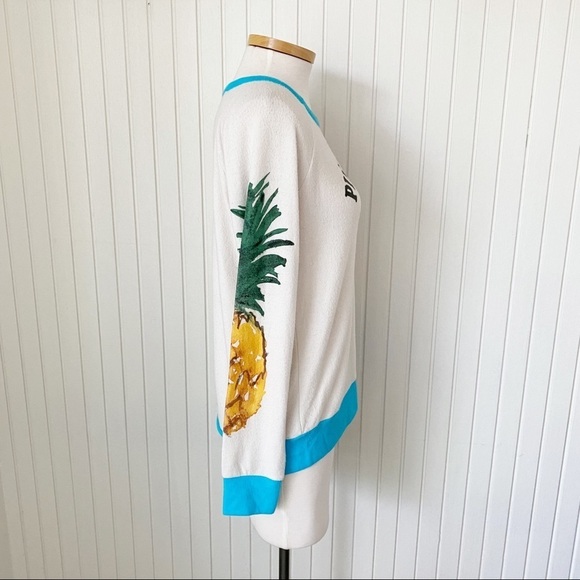 NWT Chaser Pina Colada Mama Pineapple Cream Beach Sweater Sweatshirt Size Medium - Picture 14 of 16